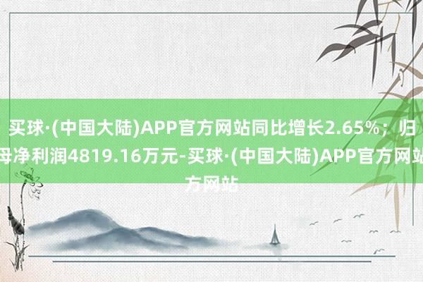 买球·(中国大陆)APP官方网站同比增长2.65%；归母净利润4819.16万元-买球·(中国大陆)APP官方网站