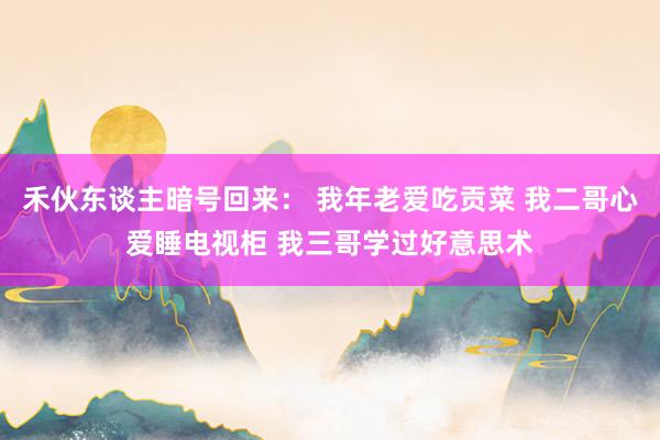 禾伙东谈主暗号回来： 我年老爱吃贡菜 我二哥心爱睡电视柜 我三哥学过好意思术