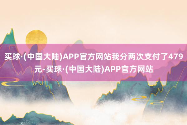 买球·(中国大陆)APP官方网站我分两次支付了479元-买球·(中国大陆)APP官方网站